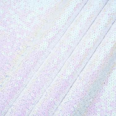 Imagem de Eternal Beauty Tecido de lantejoulas iridscent by The Yard, 2 jardas de tecido de lantejoulas espessas iridscentes, material de glitter de 122 cm de largura para decoração de festa, vestido de noiva