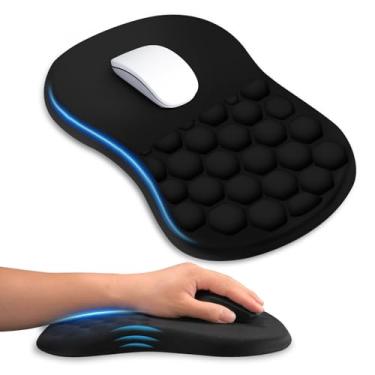 Imagem de Zylentix Mouse pad ergonômico com descanso de pulso, design de inclinação dupla para alívio da dor - tamanho grande de 30 x 20 cm com espuma de memória reforçada e base antiderrapante para mesa de
