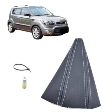 Imagem de Forração Coifa Courvin Para Alavanca Câmbio Automático Compatível Com Soul Ex 2013 2014 (PRETO - COSTURA PRATA)