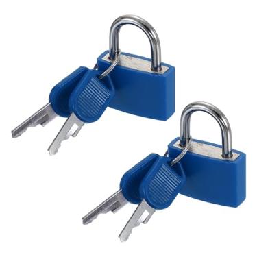 Imagem de PATIKIL Fechaduras pequenas de 3,5 cm com chaves de 3,6 cm de comprimento, 2 fechaduras de mala cobertas de ABS em latão sólido antiferrugem à prova d'água mini cadeado de bagagem para mochila