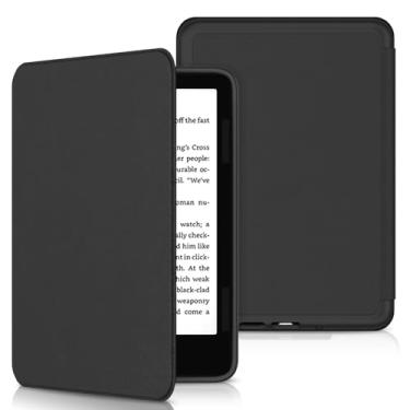 Imagem de Sanyetral Capa protetora premium com parte traseira magnética de TPU e função despertar/hibernar automática, incompatível com o notável TCL Kobo - preta