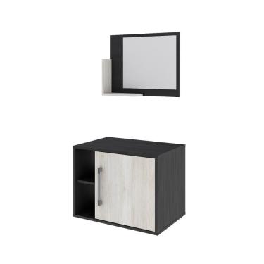 Imagem de Conjunto Balcão E Espelheira Soft 600 Perffect Acetinado Preto ônix C-snow