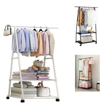 Imagem de Guarda Roupa Suporte Organizador Cabideiro Portatil 2 Cor:branco