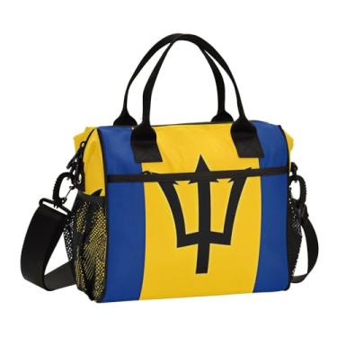 Imagem de ODAWA Lancheira infantil com bandeira de Barbados – Pequena lancheira isolada para meninos e meninas, lancheira com suporte para garrafa de água, lancheira com alça para escola e creche