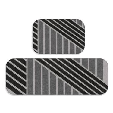 Imagem de Tapetes Cozinha Jogo 2 peças Modernos - Trilho + Passadeira - Antiderrapantes e Confortáveis(TPCOZ5146)