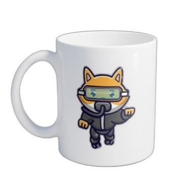 Imagem de Caneca Xícara de Café Porcelana 300ml Design Raposa Fofa Snorkeling