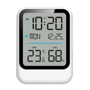 Imagem de Relógio de Alarme Eletrônico Digital Multifuncional com Display Temperatura e Umidade Mesa Simples para Interior Calendário Perpétuo 12 24-Horas Semana Função Celsius Fahrenheit Alternáveis