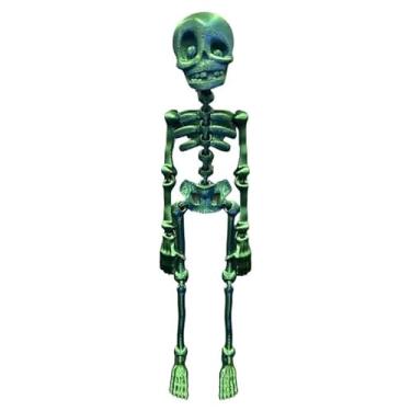 Imagem de Mini esqueleto 3D ímã de geladeira magnético articulável crânio criativo modelo ornamentos decoração de casa quadro de exibição (verde, 1 peça)