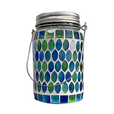 Imagem de Luz de Lanterna Solar Decorativa em Jarrão Mosaico Pendurado para Jardim Caminho Gramado e Paisagem