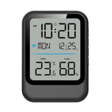 Imagem de Relógio de Alarme Eletrônico Digital Multifuncional com Display Temperatura e Umidade Mesa Simples para Ambiente Interno Calendário Perpétuo Alternância entre 12 24 Horas da Semana Função