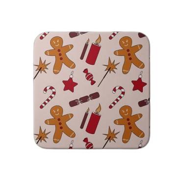 Imagem de Ladrilho Decorativo de Cerâmica Natalino Artesanal Com Estampa de Pão de Mel