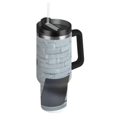 Imagem de Funny Office Dog Business Tumblers com tampa e canudo Copo feminino de 1,134 g com alça garrafa de água isolada caneca de café quente de aço inoxidável para carro