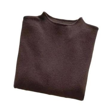 Imagem de Suéter Feminino De Gola Alta Tricotado, Pulôver Sólido, Macio E Quente