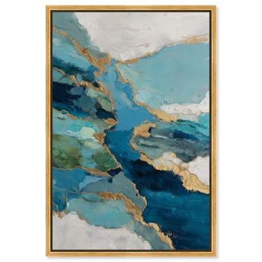 Imagem de Decoração de parede azul Gilded River Delta III da Art Remedy, moldura dourada, 25 x 38 cm