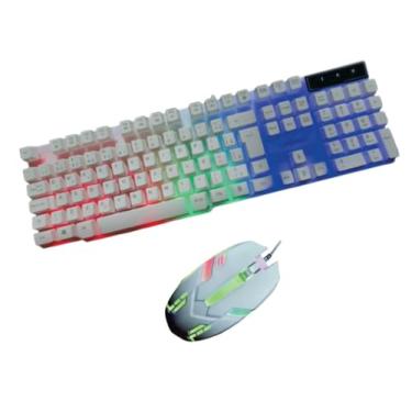 Imagem de Kit Teclado e Mouse Semi-Mecânico Gamer Macio Com Fio USB 2.0 Rgb Lehmox LEY-2073 - ABNT2 (branco)