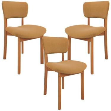 Imagem de Kit 03 Cadeiras Para Sala de Jantar Cozinha Living Estofada Dara L02 Bouclê Mostarda - Lyam Decor