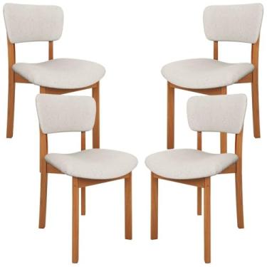 Imagem de Kit 04 Cadeiras Para Sala de Jantar Cozinha Living Estofada Dara L02 Linho Cru - Lyam Decor