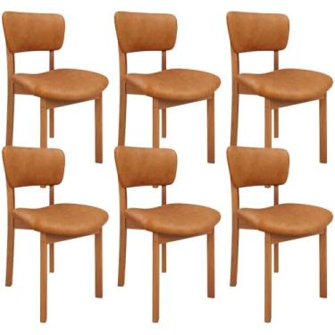 Imagem de Kit 06 Cadeiras Para Sala de Jantar Cozinha Living Estofada Dara L02 Couríssimo Canela - Lyam Decor