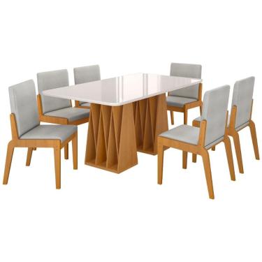 Imagem de Kit Mesa de Jantar Orquestra com 6 Cadeira Sinfonia em Linho
