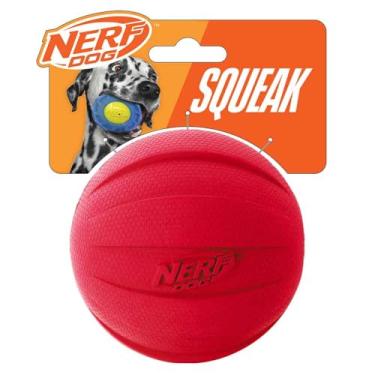 Imagem de Nerf Dog Brinquedo de bola de borracha para cães com sonoro interativo, leve, durável e resistente à água, 10 cm de diâmetro para raças médias/grandes, unidade única, vermelho