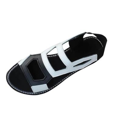 Imagem de Sandálias femininas modernas, casuais, versáteis, de cor oca, combinando primavera e verão, sandálias romanas de praia, Branco, 38