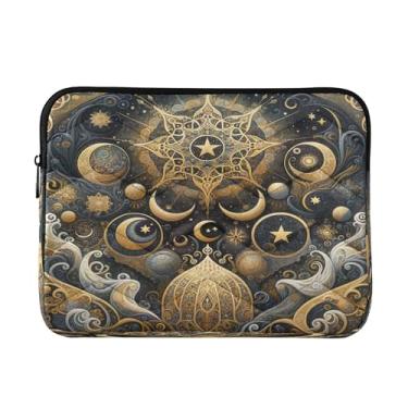 Imagem de Bolsa de trabalho tropical charmosa urso polar, bolsas de laptop de 33 a 13,3 polegadas para homens, bolsas médias para professores, Estrela crescente intrincada dourada, Large