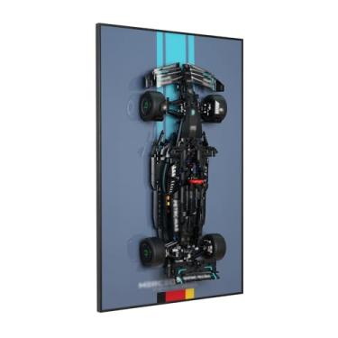 Imagem de popbricks Wall Mount Display for Lego Technic Mercedes-AMG 42171 Race Car | Collector's Edition Gradient Showcase Panel | Modern Wall Art for Home & Office (32"x20", Model Not Included)