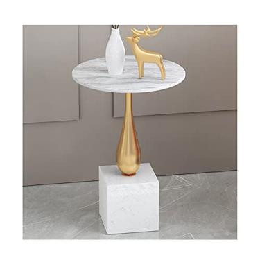 Imagem de Mesa lateral redonda decoração moderna moldura de metal pequena mesa de centro sala de estar escritório sofá borda mármore bancada mesa de canto quarto mesa de cabeceira mesa de canto mesas de canto