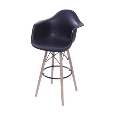 Imagem de Banqueta Boxbit Dkr Pp com Braço Preta Base Madeira, CHINA, PRETA