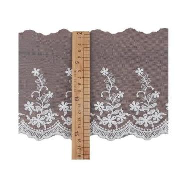 Imagem de Tecido De Renda De Tule Branco Com Bordado, 15 Metros De Largura Para 
