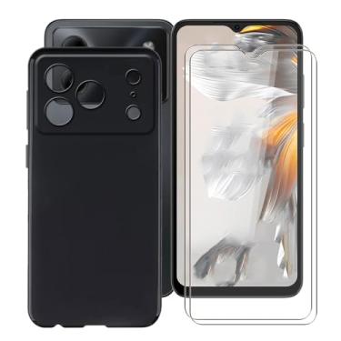 Imagem de HGJTFANY Capa de telefone para Doogee Note 56 Pro (6,6 polegadas) com [2 x películas protetoras de vidro temperado], capa ultrafina à prova de choque capa de silicone preta macia para Doogee Note 56