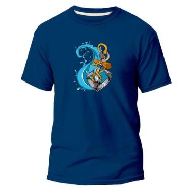 Imagem de Camiseta Algodão Premium Estampa Digital Âncora Azul e Água - Pavesi, 
