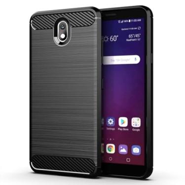 Imagem de Capa para LG Escape Plus Capa,Material de fibra de carbono,Macio antiderrapante,anti-óleo,Proteção total de capa de telefone compatível com LG Escape Plus-Black