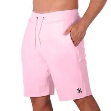 Imagem de Bermuda Moletinho Short Calçao Masculino Estampa New York Cordão Ajustavel Com Bolsos Academia-Masculino