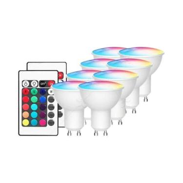 Imagem de Lâmpada LED Spot RGB GU10 Colorida Regulável 6W Com Controle Remoto De
