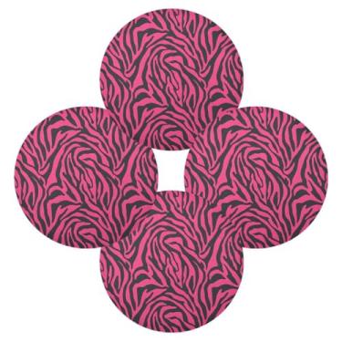 Imagem de Wassud Jogo americano conjunto de 4 tapetes de mesa redondos com listras de zebra para cozinha e jantar, lavável, resistente ao calor, decoração de mesa 39 cm