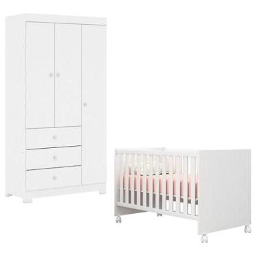 Imagem de Berço Americano Mini Cama Doce Sonho 100 com Guarda Roupa Infantil Dud
