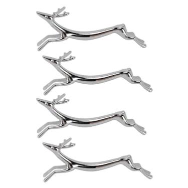 Imagem de Conjunto criativo de suporte de mesa de metal em design de veado prateado, quatro peças para facas, garfos e pauzinhos
