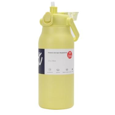 Imagem de Garrafa Térmica de água 1700ml Grande Capacidade Aço Inox Isolado Cup de Academia (Amarelo 1700ML)