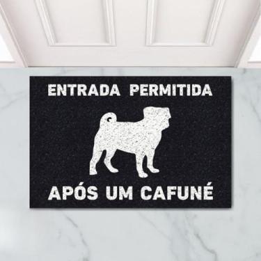 Imagem de Tapete Capacho Entrada Cafuné Pug 60x40 Cachorro Pet Focinho