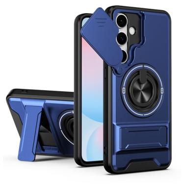 Imagem de SORAKA Capa para Samsung Galaxy S24 FE com suporte,proteção de lente com janela e capa dupla de PC e TPU compatível com suporte magnético para carro