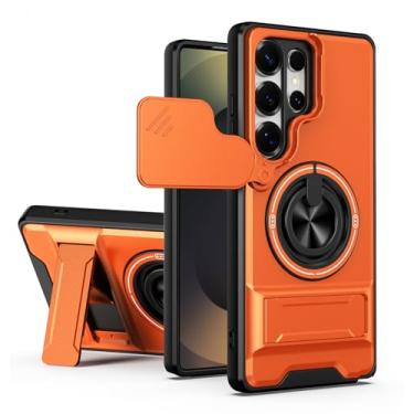 Imagem de SORAKA Capa para Samsung Galaxy S25 Ultra com suporte,proteção de lente com janela e capa dupla de PC e TPU compatível com suporte magnético para carro