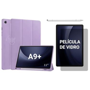Imagem de Capa Smart Cover para Galaxy Tab A9+ 11" (2023), Kit Opcional com Película e Caneta, Magnética com Porta Caneta, Função Liga/Desliga SM-X210/X215/X216 (Lilás, Capa + Película + Caneta PREMIUM)