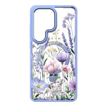 Imagem de DagoRoo Capa para S26 Ultra + protetor de tela de vidro temperado, proteção de grau militar, TPU macio e fino + PC rígido, capa com estampa de flor transparente para meninas e mulheres para S26 Ultra