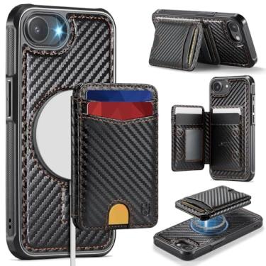 Imagem de Usroom Capa carteira para iPhone 16e compatível com Magsafe, suporte magnético 2 em 1 com bloqueio de RFID, suporte destacável, à prova de choque, capa para celular para iPhone 16e 6,1 polegadas