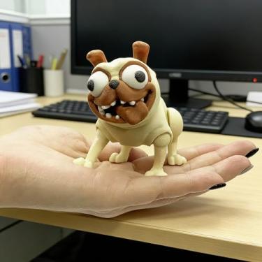 Imagem de Estatueta articulada de pug de desenho animado – Estatueta engraçada de cachorro, ornamento decorativo para carros, mesas e estantes de livros (marrom)
