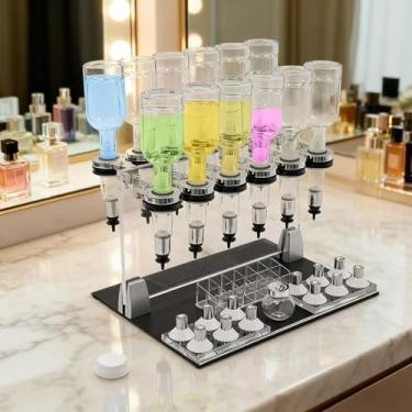 Imagem de Kit dispensador de perfume de mesa - Máquina de enchimento manual de garrafas 12/6 com bombas, copos de perfume e garrafas de vidro de 200 ml para varejo, bares, spas e uso doméstico