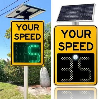 Imagem de Sinal de limite de velocidade de radar movido a energia solar, visor calmante de tráfego sem fio, sinal de feedback de velocidade (61 x 89 cm) - Solução de segurança inteligente para estradas e