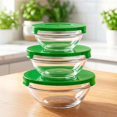 Imagem de Potes De Vidro Recipiente Hermético Com Tampa Conjunto 3pçs - Genérico