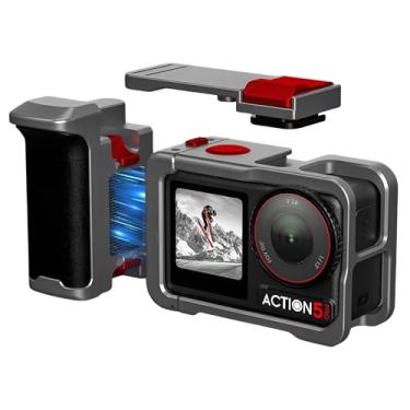 Imagem de VBESTLIFE Gaiola para Câmera de Ação Com Alça para Action 5 Pro/4/3, Caixa Com Estrutura Estabilizadora de Liga de Alumínio Com Suporte para Sapata Fria e Alça de Pulso Anti-queda